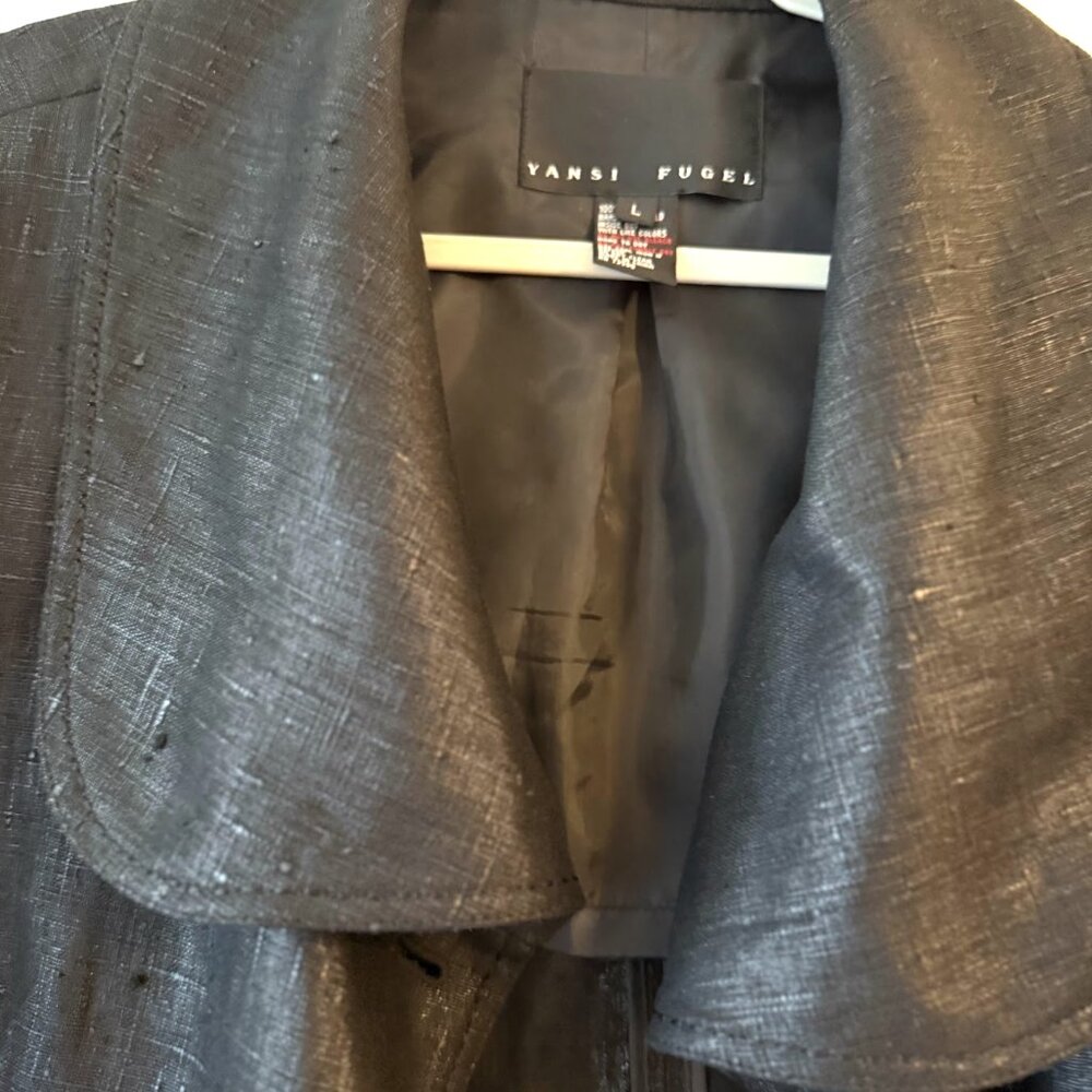 Elegant Jacket Women Black Yansi Fugel Black‎ Size L - 100% Linen - Picture 2 of 5